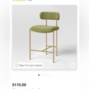 Orion Luxe Backed Counter Height Barstool with Brass Legs